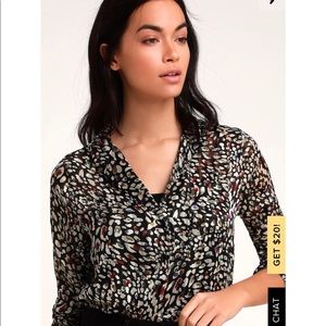 ZARILLA BLACK MULTI LEOPARD LONG SLEEVE BUTTON-UP